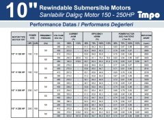 İmpo - 10''  Dalgıç Motoru - 180 HP (132 Kw) - Yıldız Üçgen