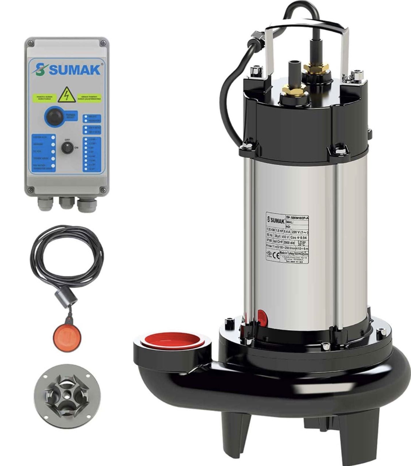 Sumak SBRT19/2-P 380V Özel Parçalayıcılı Dalgıç 1,8 HP / 2''