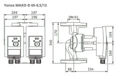 Wilo Yonos Maxo D 65/0,5-12 İkiz Sir. Pompası - DN65 - 34 cm