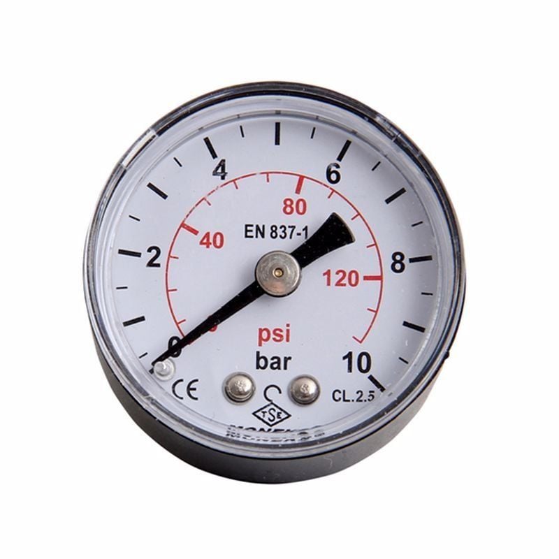 Moneks Manometre Ø63 - 0-10 Bar - Metal Gövdeli - Arkadan Çıkışlı 1/4''