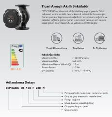 ETNA ECP BASIC 40-180F Fre. Konv. Sirkülasyon Pompası DN40-600 Watt