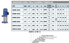 Sumak SHM12-220/4 Dikey Pompa 2,2Hp - 60 mss 220V