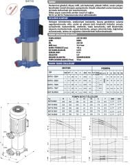 Sumak SHT16-550/5 Dikey Pompa 5,5Hp - 90 mss