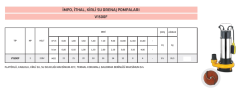 İmpo V1500F - 2 HP  Dalgıç Pompa - Drenaj Pompası 22 mt
