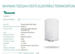 Baymak Aqua 15 TU Tezgah üstü Termosifon 15 Lt