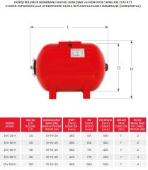 Eagle EEV 50  Yatık Tank 10 Bar - 50 Litre